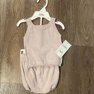 Pink Knit Baby Outfit